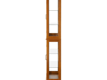 Curio Cabinet Lighted Curio Diapaly Cabinet With Adjustable Shelves And Mirrored Back Panel, Tempered Glass Doors (6 Tier), (E26 Light Bulb Not Included)