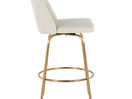 Toriano - Contemporary, Fixed Height Counter Stool With Swivel With Round Footrest (Set of 2)