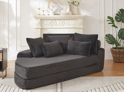 Semi Circular 2 In 1 Sofa Bed With Neck Pillow And Throw Pillows