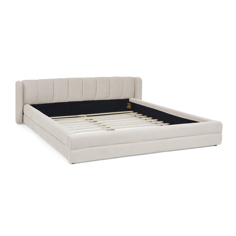 Modern Upholstered Bed Frame With Thick Fabric And Headboard