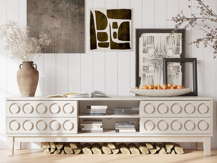 Media Console With 4 Drawers And Cable Management