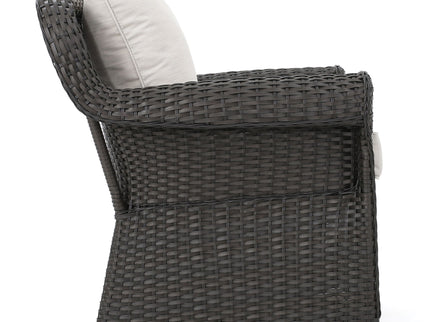 Amaya - Outdoor Swivel Rocker Chair With Water Resistant Cushions - Brown / Beige