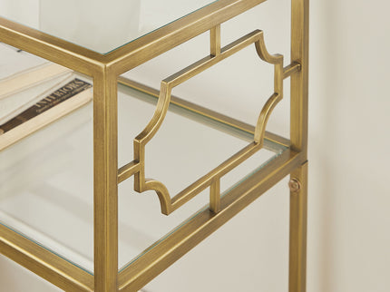 Grifton - Rectangular Glass Accent Table - Antique Gold