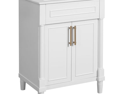 Bathroom Vanity With Integrated Sink, 2 Door Cabinet, Single Sink For Small To Medium Bathrooms