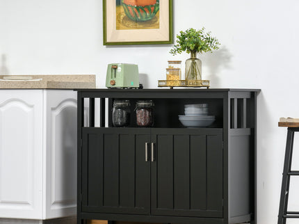 Homcom - Sideboard Buffet Cabinet, Kitchen Cabinet, Coffee Bar Cabinet With 2 Doors And Adjustable Shelves For Entryway Living Room - Black