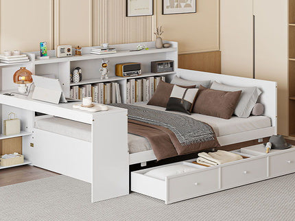 Daybed With 3 Drawers USB Ports And Desk