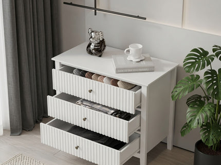 3 Drawer Nightstand, Wide With Soft Close Slides - White