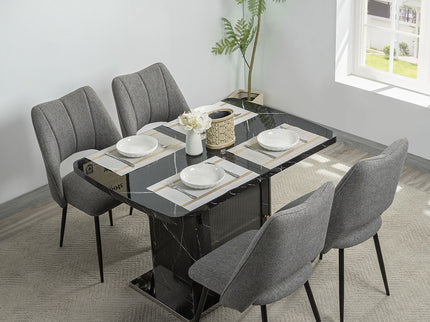 Modern Rectangle Dining Table With Stretchable Top, Storage Cabinet