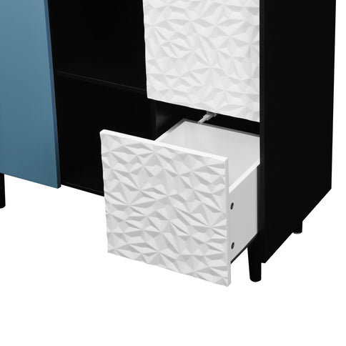 Modern Sideboard Buffet Cabinet With Doors And Unique Panel Styling