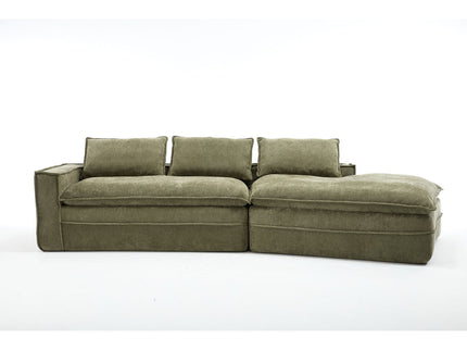 Modern Minimalist Modular Sectional Sofa With Deep Seats And Right Facing Chaise