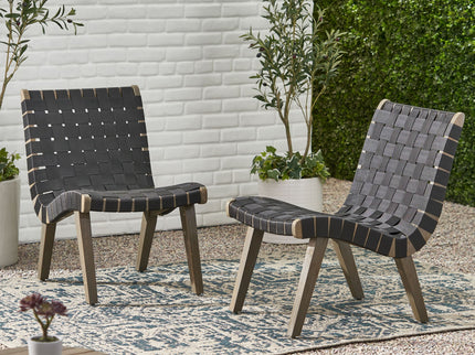 Lounge Chair With Stunning Rope Weave Design, (Set of 2) - Black