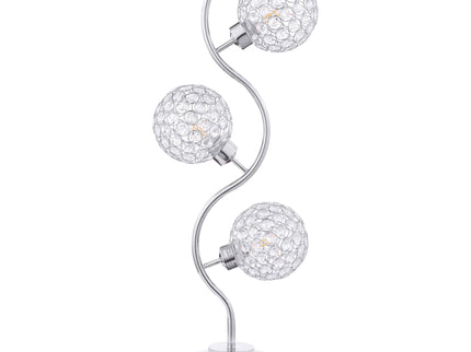 Vandy - 3 Light Curvy Table Lamp With Orb Shades - Chrome