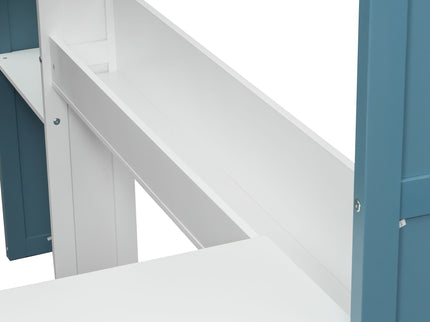 Loft Bed With Built In Storage Shelves, Clothes Rail, And Desk