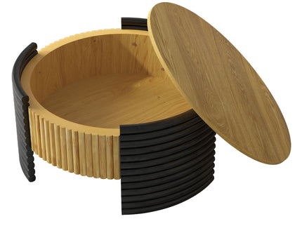 Modern Colorblocked Striped Coffee Table With Flip Top Storage