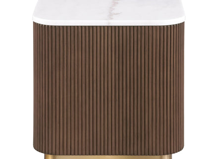 3 Piece Table Set, Square Cocktail Table & 2 Square End Tables - Brown / Gold / White