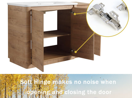 Freestanding Bathroom Vanity With Sink, 1 Small Storage Cabinet, Soft Close Door