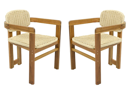 Outdoor Accent Armchairs For Patio (Set of 2) - Natural / Teak