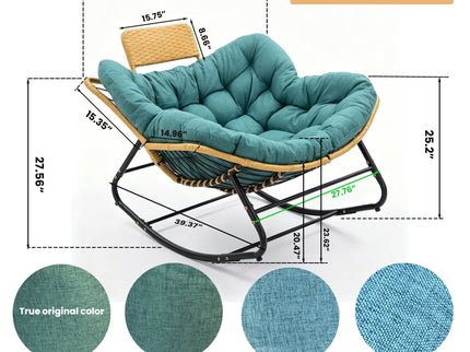 Oversized Papasan Rocking Chair Outdoor With Thick Cushion