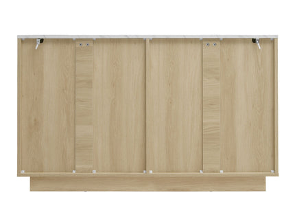 Fluted 6 Drawers Dresser, Double Dresser Chest Of Drawers, Modern Chest Of Drawers With LED, Drawer Organizer For Bedroom, Living Room, Hallway - Natural