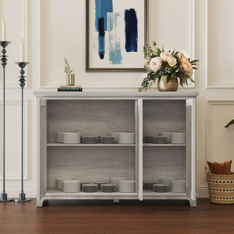 3 Door Mirrored Sideboard Cabinet With Adjustable Shelves