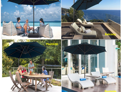 Round Cantilever Patio Umbrella With 360 Rotation & Infinite Tilt Adjustment