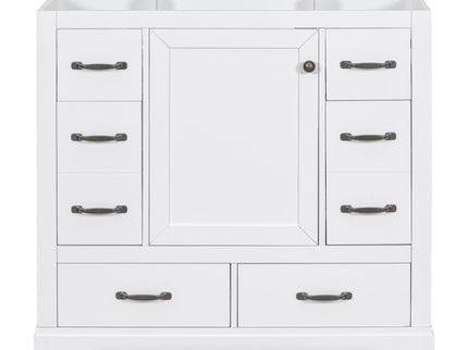 Modern Bathroom Vanity Base Only, 6 Drawer Storage With Adjustable Shelf