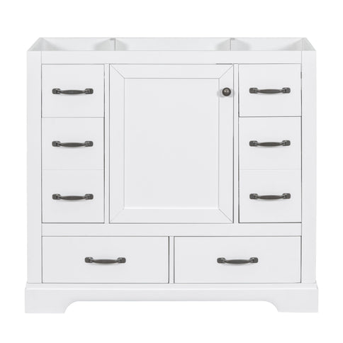 Modern Bathroom Vanity Base Only, 6 Drawer Storage With Adjustable Shelf