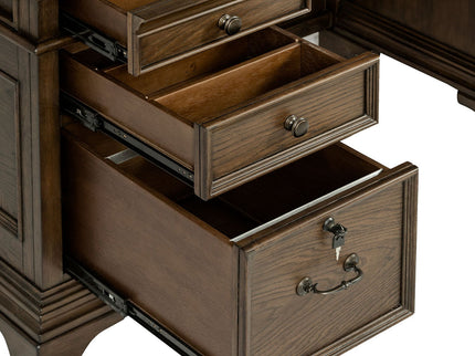 Stigham - 5 Drawer Credenza Office Desk - Oak