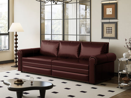3 In 1 Convertible Sleeper Sofa With Nailhead Trim & Rolled Arm