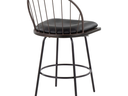 Riley - Claire Farmhouse Fixed Height Counter Stool With Swivel With Round Footrest (Set of 2)