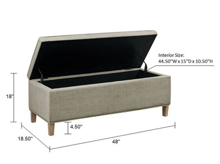 Caymus - Rectangular Soft Close Storage Bench - Light Gray