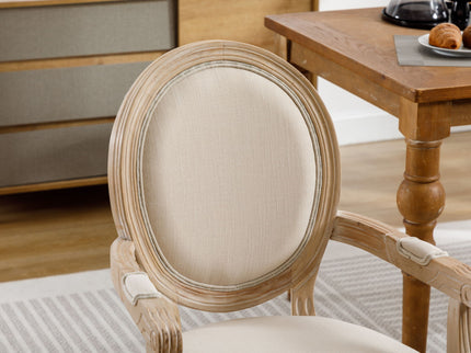 French Vintage Upholstered Fabric Dining Armchair (Set of 2)