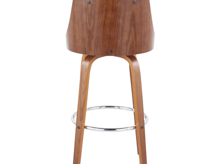 Gianna - Mid Century Modern Fixed Height Barstool With Swivel With Round Footrest (Set of 2)
