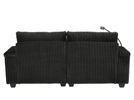 Modern Chaise Sofa With Adjustable Backrest, Cup Holders, Phone Holder & Storage Compartments For Living Room