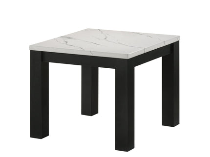 Modern 3 Piece Living Room Table Set With Faux Marble Top Wooden - Black / White