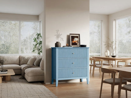 Fluted 3 Drawer Nightstand With Soft Close Slides