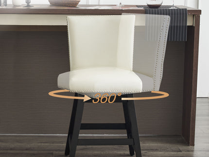 Upholstered Swivel Bar Stools High Back (Set of 2) - Cream White