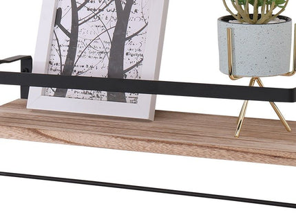 Floating Shelves, Long Wall Shelves (Set of 2) Wall Mounted Shelves With Brackets For Bedroom - Natural Wood