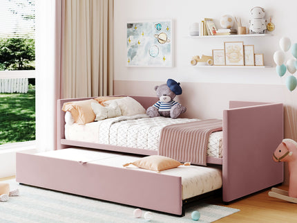Twin Size Upholstered Daybed With Pop Up Trundle