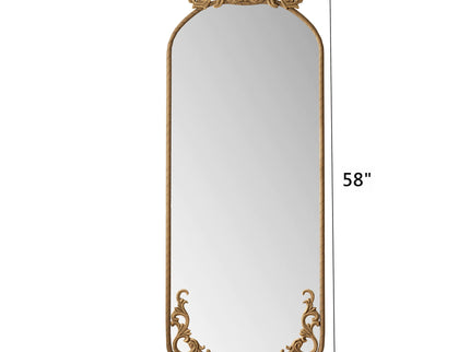 Full Body Arched Mirror With Vintage Carved Applique
