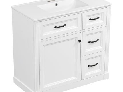 Modern Bathroom Vanity With Sink, 4 Drawers, Soft-Close Door, Adjustable Shelf