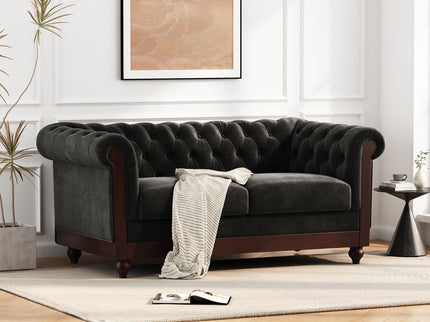 Chesterfield Loveseat Sofa, 2 Person Rolled Arm Upholstered Couch