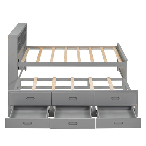Platform Bed With Storage Headboard, USB, Trundle And 3 Drawers