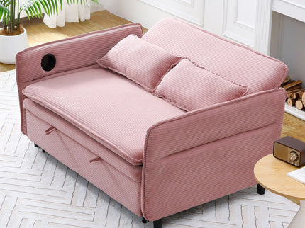 Modern Fabric Multi-Functional Sofa Bed With Adjustable Armrests And Backrests