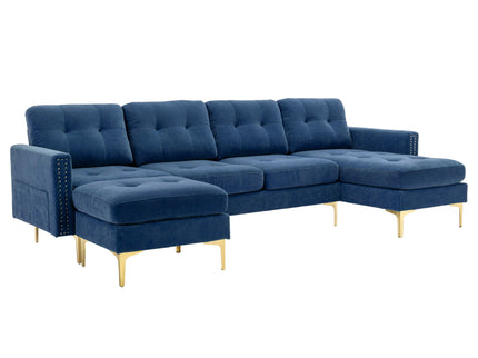 Modern L - Shape Convertible Sectional Sofa With Movable Ottoman