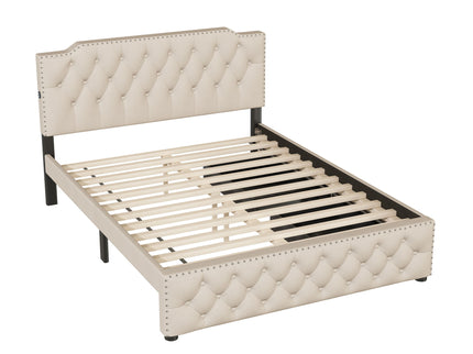 Upholstered Platform Bed With 2 Drawers And 2 Sets Of USB Ports On Each Side, Fabric