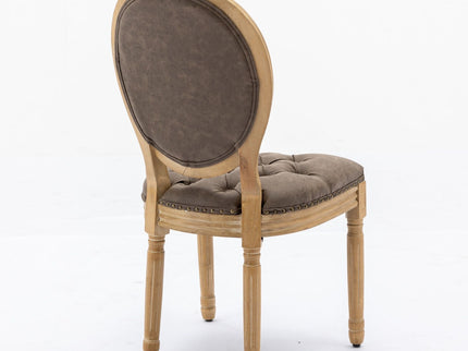 French Style Solid Wood Frame Antique Painting, Hand-Pulled Buckle Decoration Artificial Dining Chair With Nailhead Trim, Wood Legs