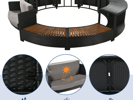 Spa Surround Spa Frame Patio Rattan Sofa Set With Storage Spaces, Mini Sofa And Comfortable Cushion For Patio, Backyard
