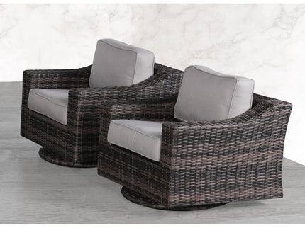 Outdoor Swivel Patio Chair With Cushions (Set of 2) - Brown