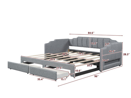 Extendable Daybed With LED Light And 2 Storage Drawers